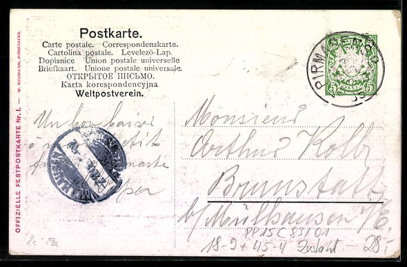 Cancelleria postale: Ganzsache PP15 C831 /01: Pirmasens, IX.  – Usato da Berlin venduto da bartko-reher 1