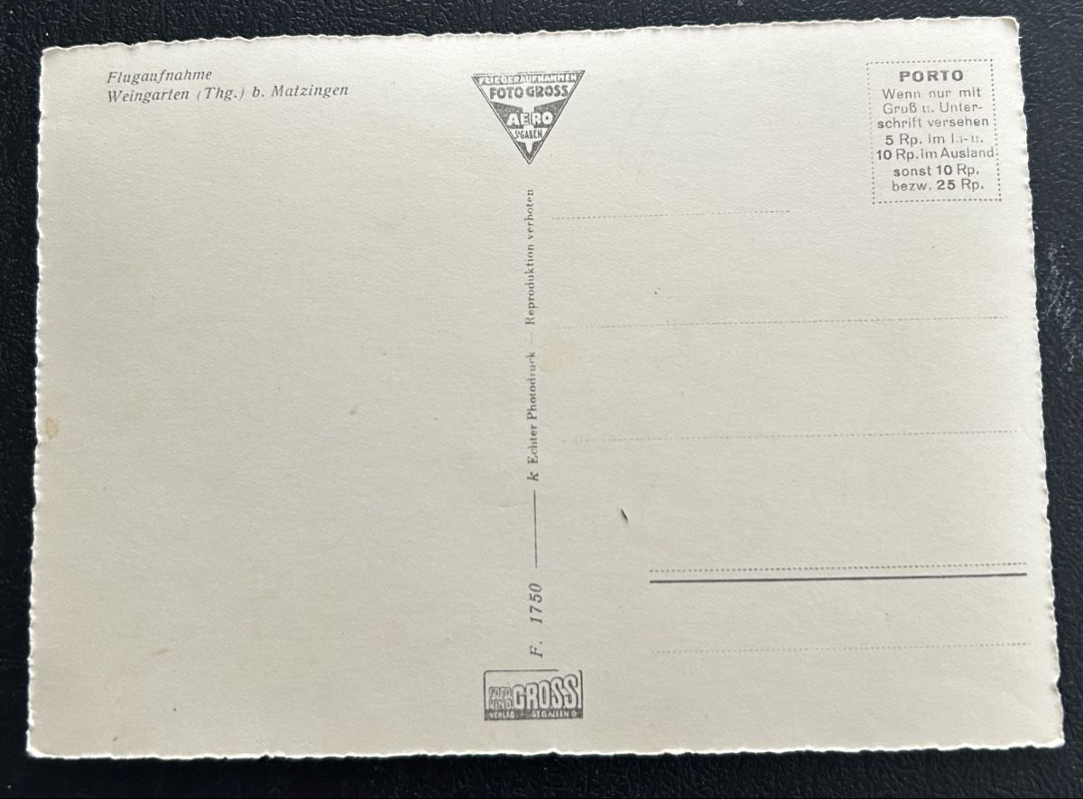 Cartoline postali: Flugaufnahme Weingarten TG – Usato da Horw venduto da Tellbub 1
