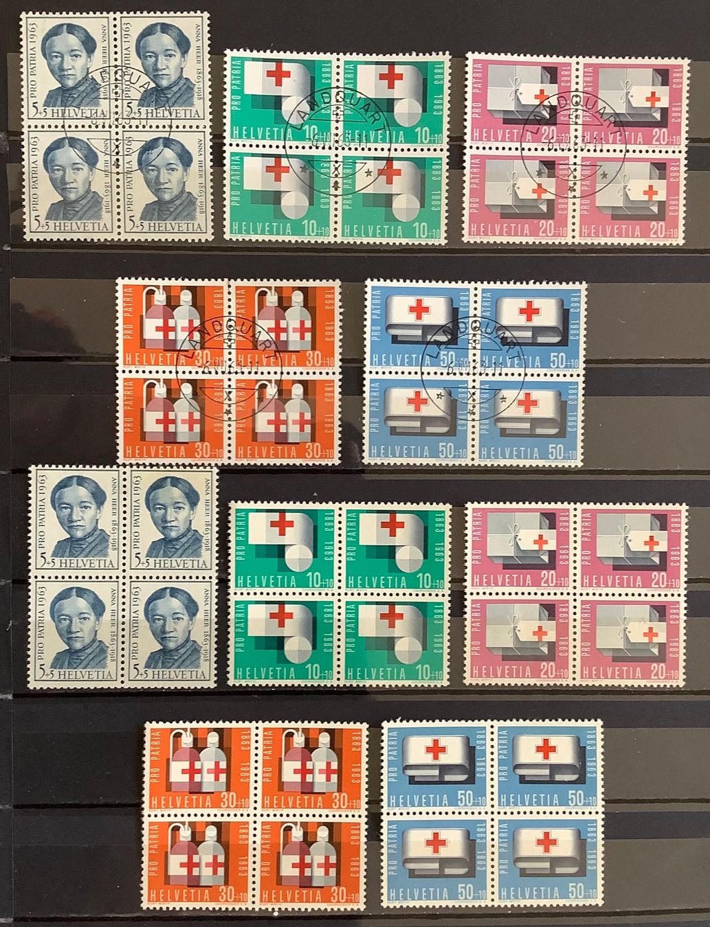 Alle Briefmarken: 1963 - Pro Patria Viererblock- Postfrisch + Gest. – Neu (gemäss Beschreibung) aus Liestal von Pep3
