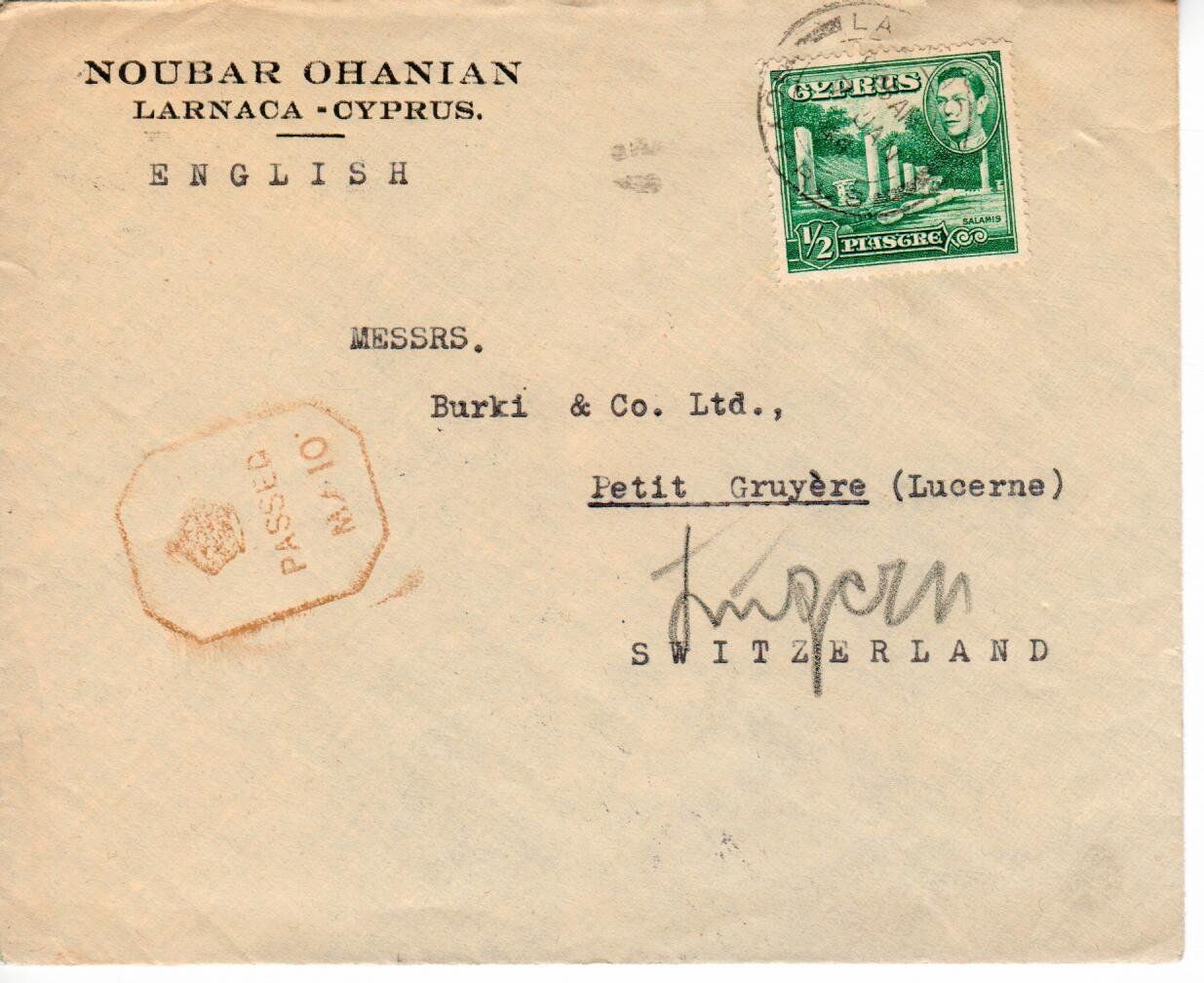 Tutti i francobolli: Brief Cypern - Luzern 1944 – Usato da Wolhusen venduto da Curver9