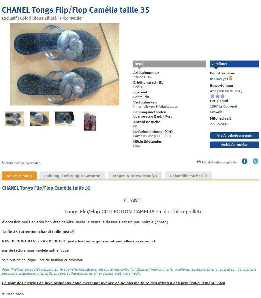Chanel Damenschuhe: Chanel Flip Flops – Gebraucht aus Rossrüti von LVoe 1