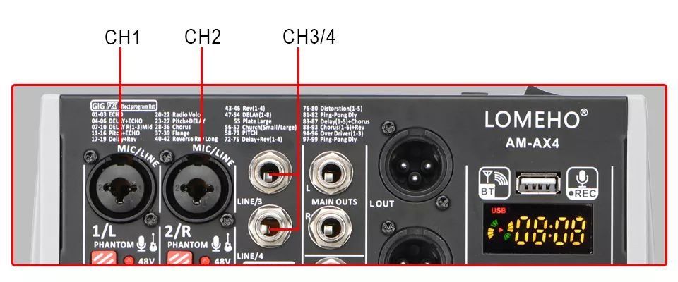 Console di mixaggio: Mini-Konsole Assad 4 Kanäle professionelles Bluetooth Record – Nuovo e nell'imballaggio originale da Genève venduto da Top-Trend 1