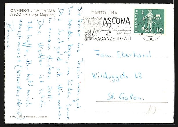 Ansichtskarten: Ascona /Lago Maggiore, Camping-La Palma – Gebraucht aus Berlin von bartko-reher 1