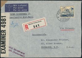 1941 - Flugpost - Brief • Zensur - EF - > USA