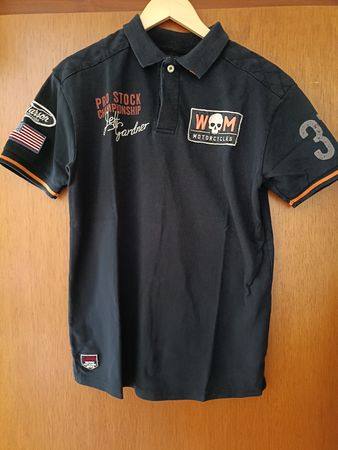 Polo noir W.O.M. Motorcycles homme taille L bon état