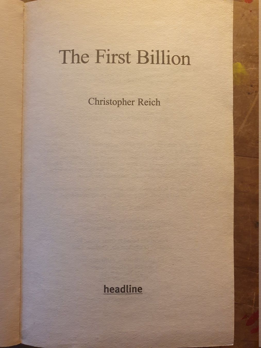 Libri: The First Billion - Christopher Reich – Usato da Zürich venduto da loosebone 2