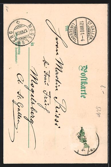 Cartoline postali: St. Gallen, Kloster Notkersegg, 1901 – Usato da Berlin venduto da bartko-reher 1