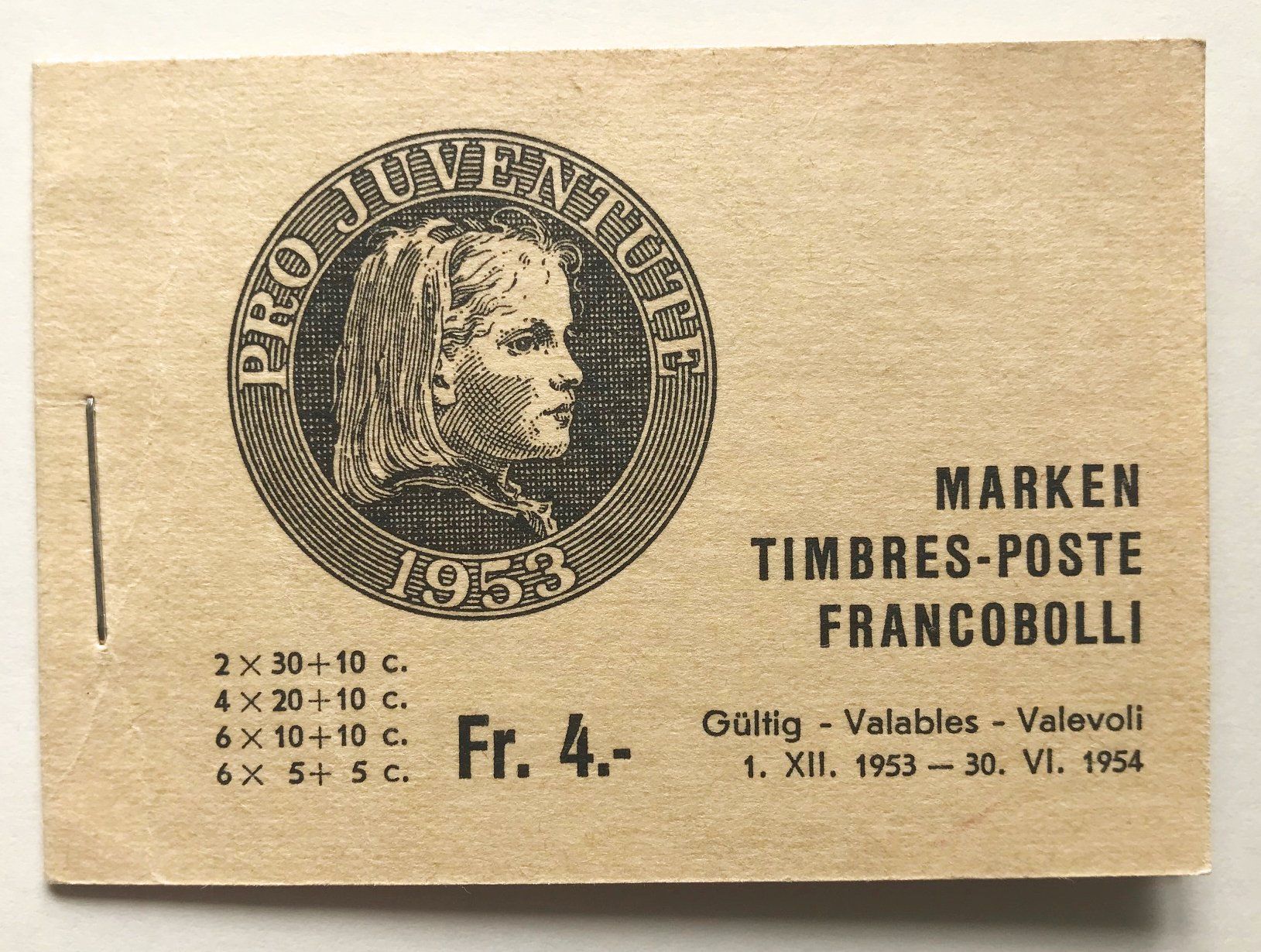 Tutti i francobolli: Pro Juventute 1953 Markenheft 2 ** braun – Nuovo (secondo la descrizione) da Nuglar venduto da Stamp88