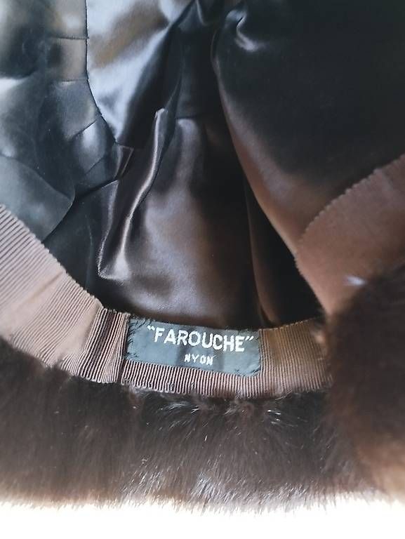 Toque Vintage En Vison - Tour De Tête 55 Cm, Marron, Parfait état