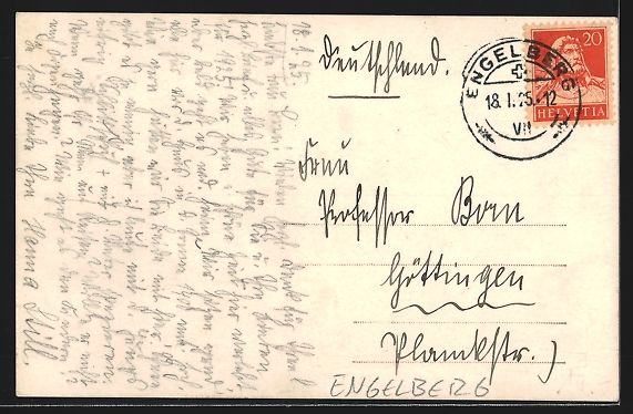 Cartoline postali: AK Engelberg, Gasthaus im Schnee, 1925 – Usato da Berlin venduto da bartko-reher 1