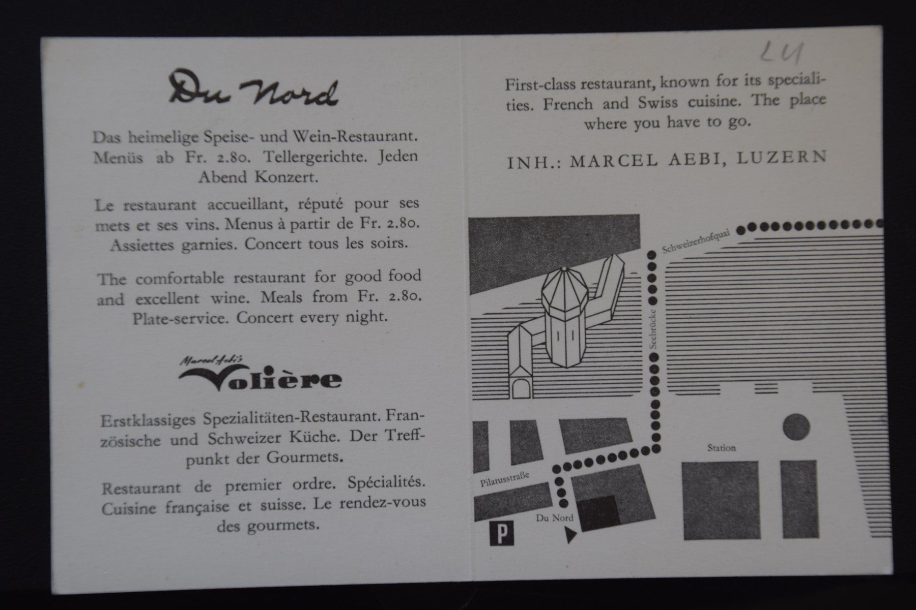 Cartoline postali: AK Luzern, Restaurant du Nord – Usato da Luzern venduto da CH2018 1