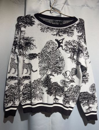 Wunderschöner Pullover weiss/braun - Tiermotiv