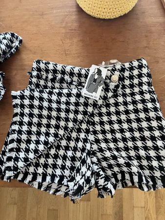 Kurzer Anzug Houndstooth schwarz weiss Grösse L neu