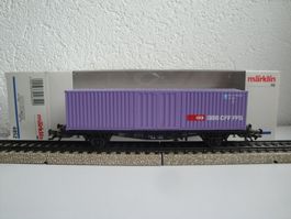 Märklin 4852 HO. Wagon plat porte container SBB - CFF
