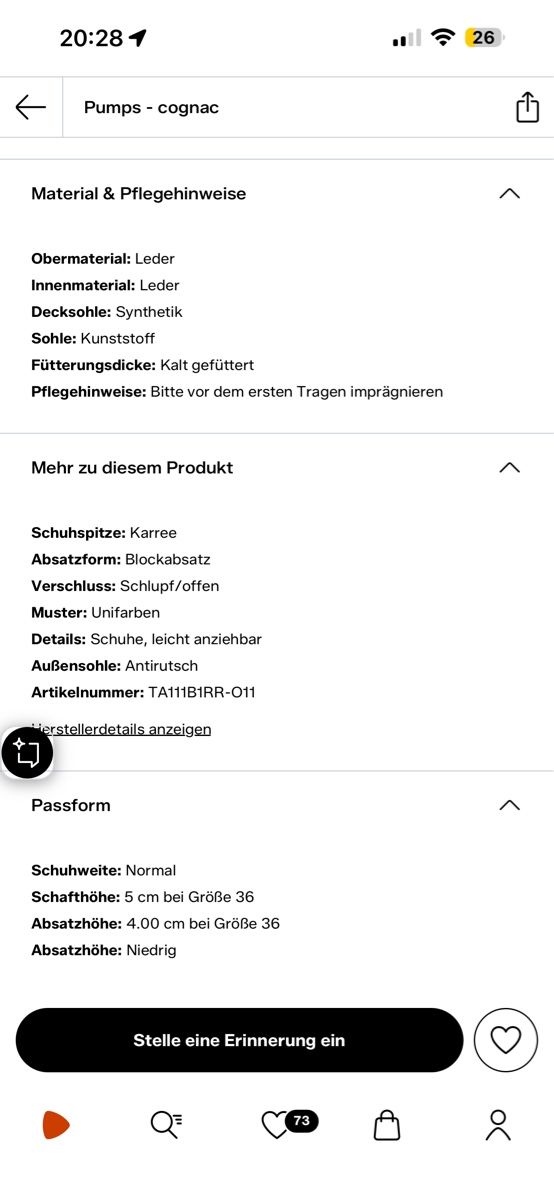 Tamaris Scarpe da donna: Tamaris Pumps cognac Leder Absatzschuhe – Usato da Zürich venduto da Luzern033 5