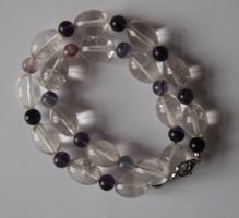 NEU: Bergkristall Fluorit Kette Collier Schmuck Edelstahl