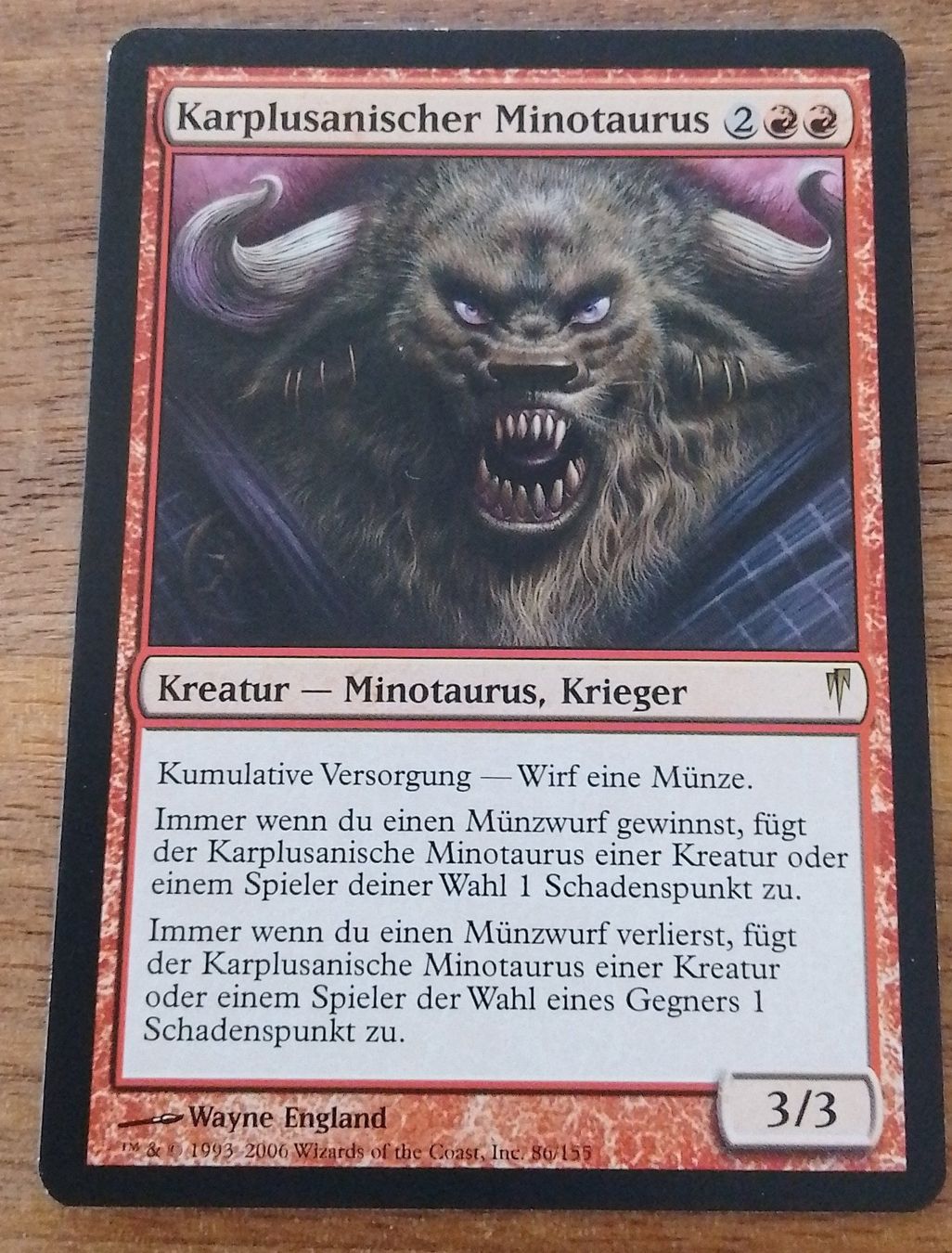 Magic The Gathering Carte collezionabili: Magic the Gathering Karte Karplusanischer Minotaurus (B) – Usato da Wohlen AG venduto da salamanderspielwaren