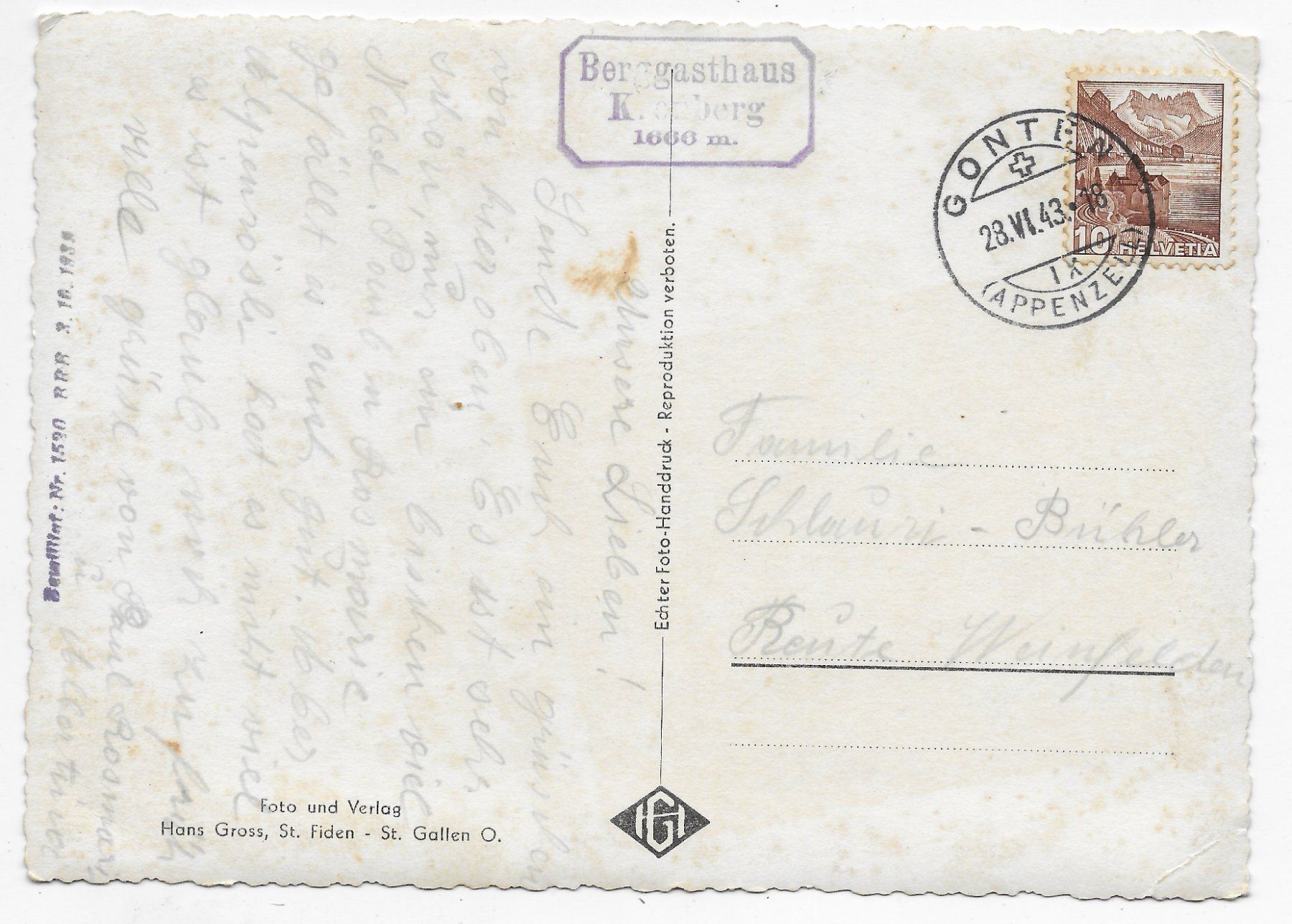 Cartoline postali: Kronberg mit Blick in die Glarner-Alpen – Usato da Hefenhofen venduto da Richsalz 1