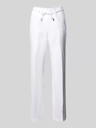 Brax Straight Leg Leinenhose mit Bindegürtel, weiss Gr. 44K