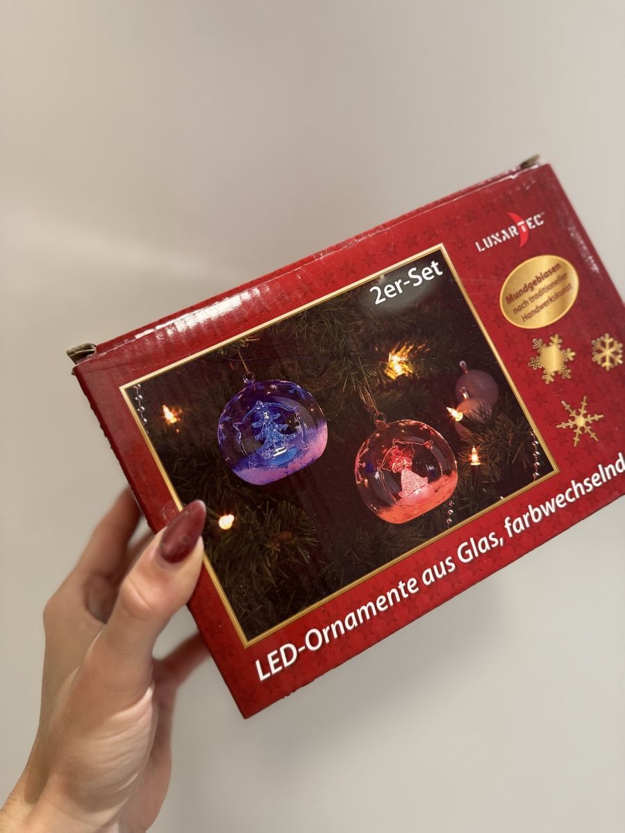 Alle Dekorationen: 2er-Set LED-Ornamente Glas farbwechselnd neu – Neu und originalverpackt aus Cham von VStore 3