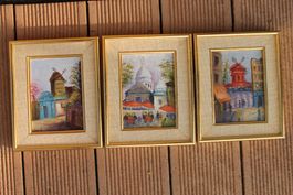Lot de 3 Tableaux peint de Paris