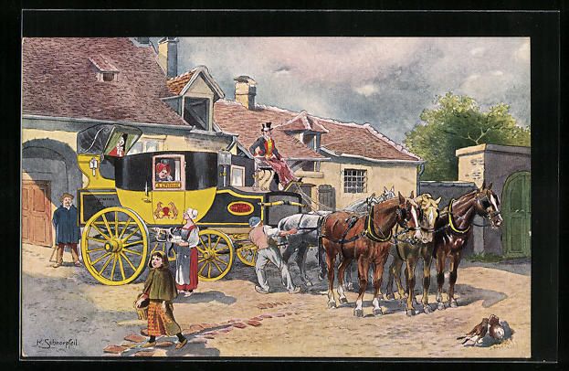 Ansichtskarten: Französische Eilpost m Jahre 1840, Post – Gebraucht aus Berlin von bartko-reher