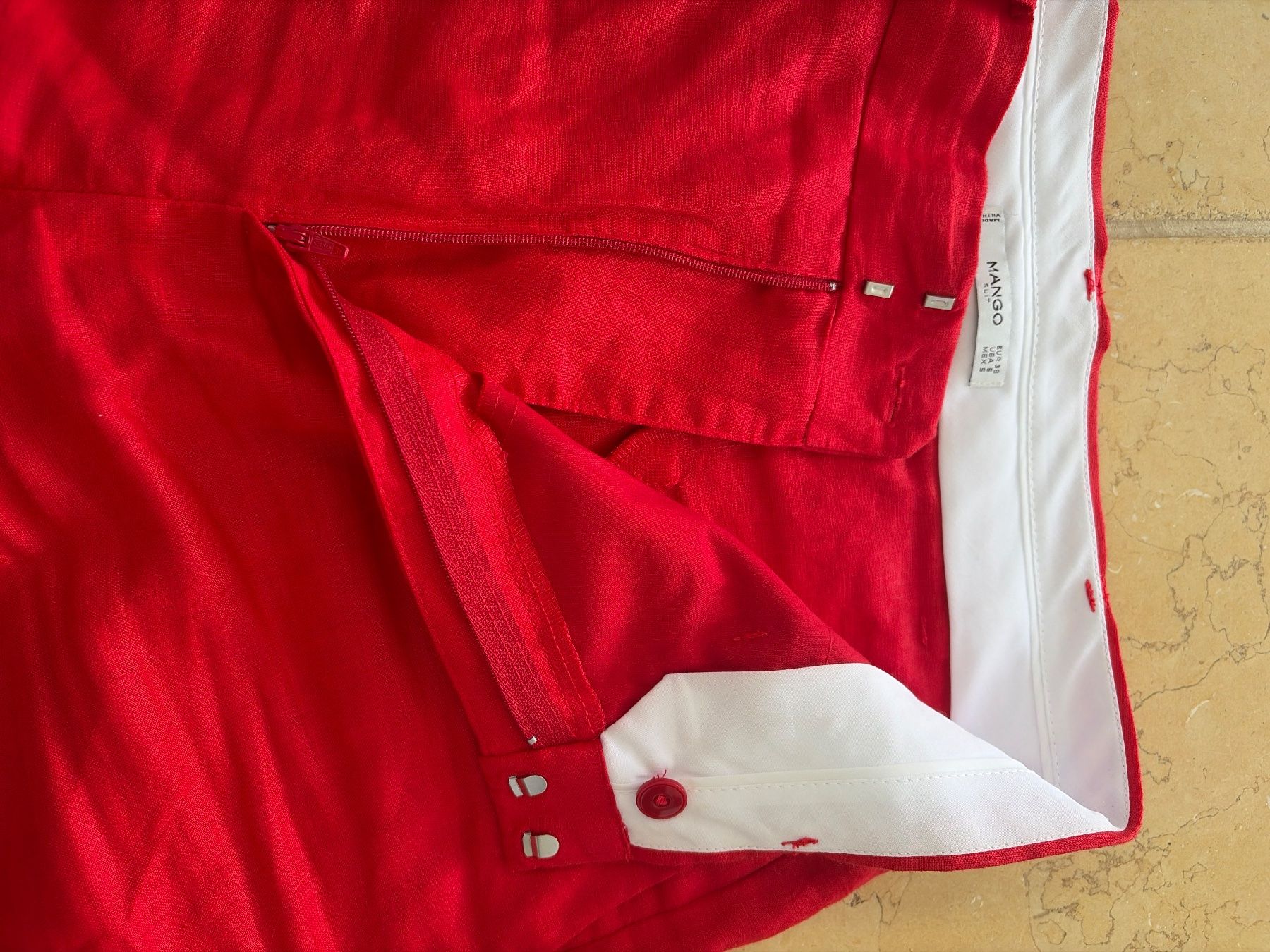 Mango Pantaloni: Rote Leinen Hose Mango – Gr. 38 – Usato da Arosa venduto da Val7050 3