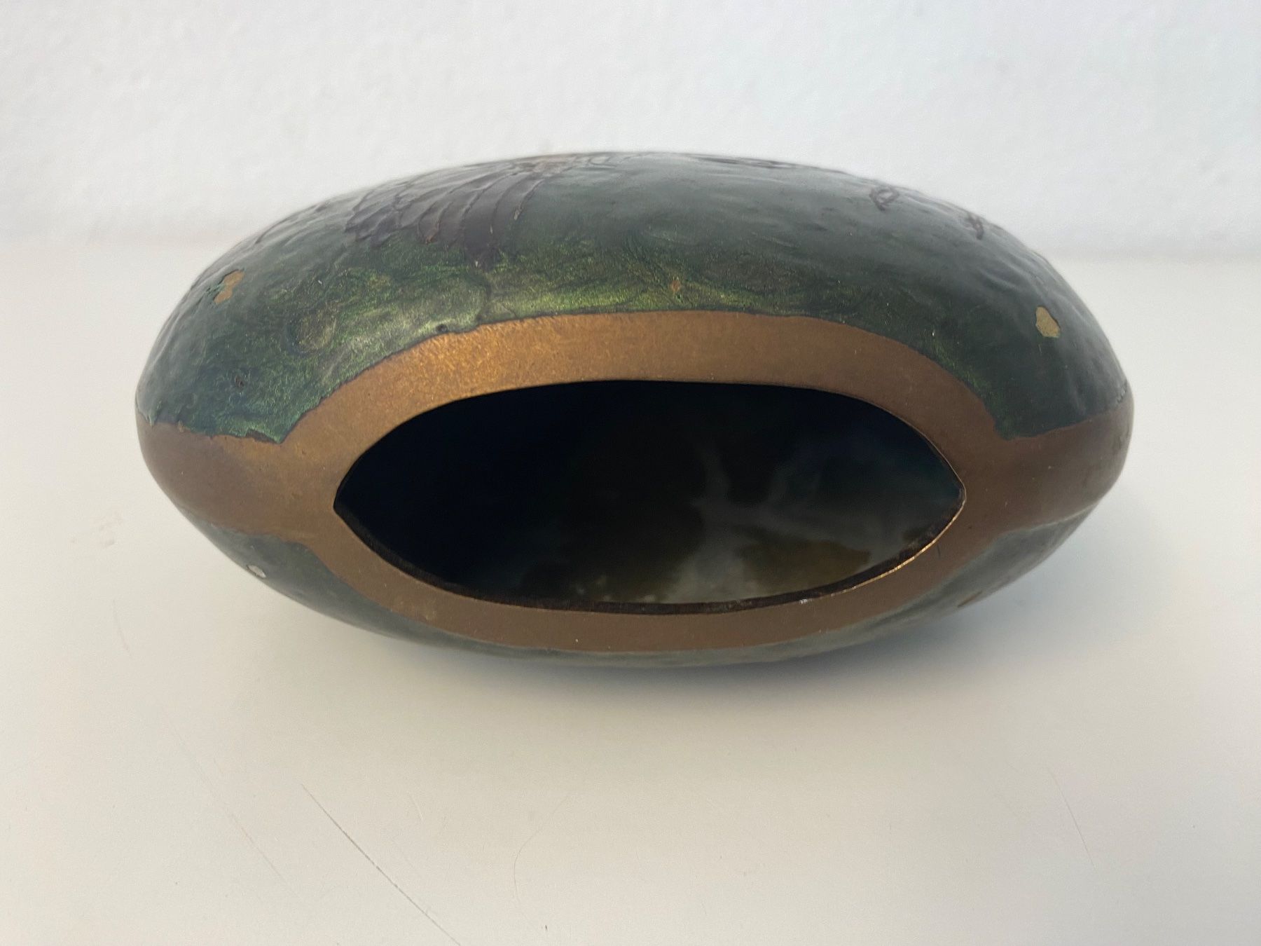 Vasen & Gefässe: Messingvase Jugendstil, emailliert, Wildentenmotiv – Gebraucht aus Zürich von Arche_Brockenhaus 9