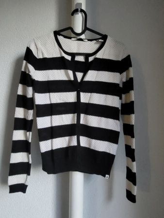 Gestreifter cardigan, dunkelblau/weiss, Grösse S, Pullover