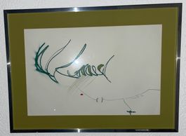 Abstraktes Gemälde signiert und gerahmt