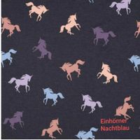 Baumwolljersey Einhorn - Nachtblau meliert 85x148cm