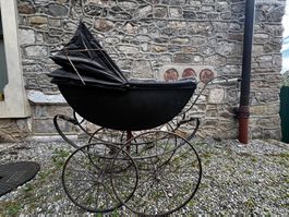 Antique Landau fin XIXe en bois - Poignées porcelaine