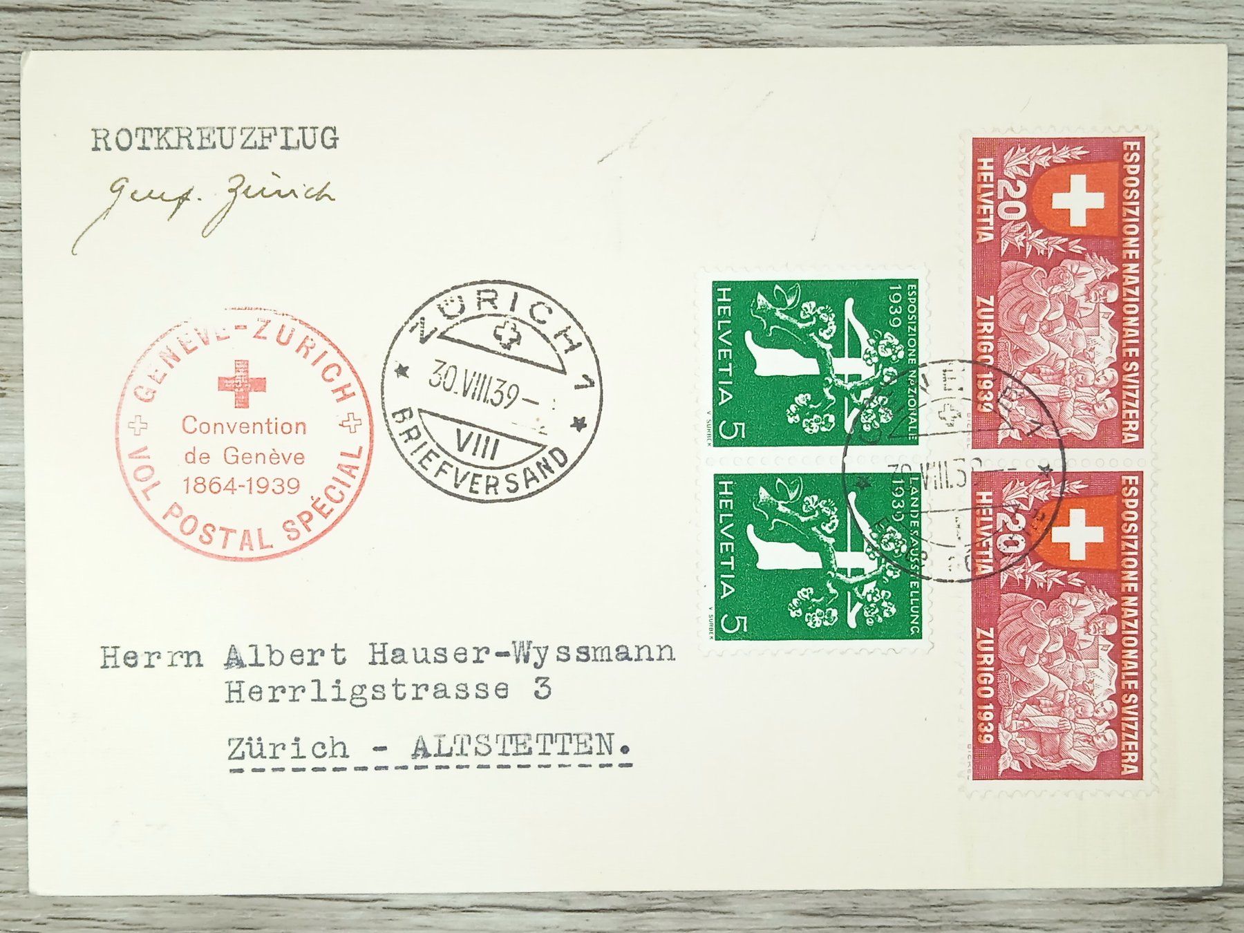 Tutti i francobolli: TR10 Carte Postale + Timbre Suisse 1939 – Usato da Cousset venduto da Patrick_Collections