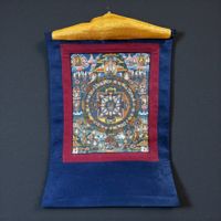 Thangka Nepal handgemalt – Mandala mit Buddha, 30 J. alt