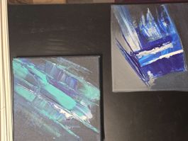 2 Originalgemälde auf Leinwand 20x20 cm, Unikat!!!