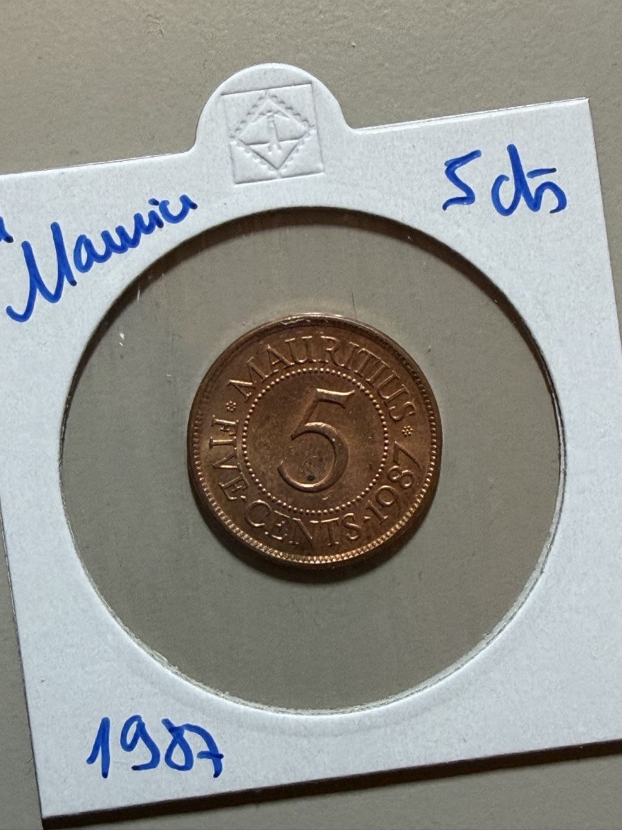 Alle Münzen: Maurice - 5 cents - 1987 – Gebraucht aus Payerne von Mike1682