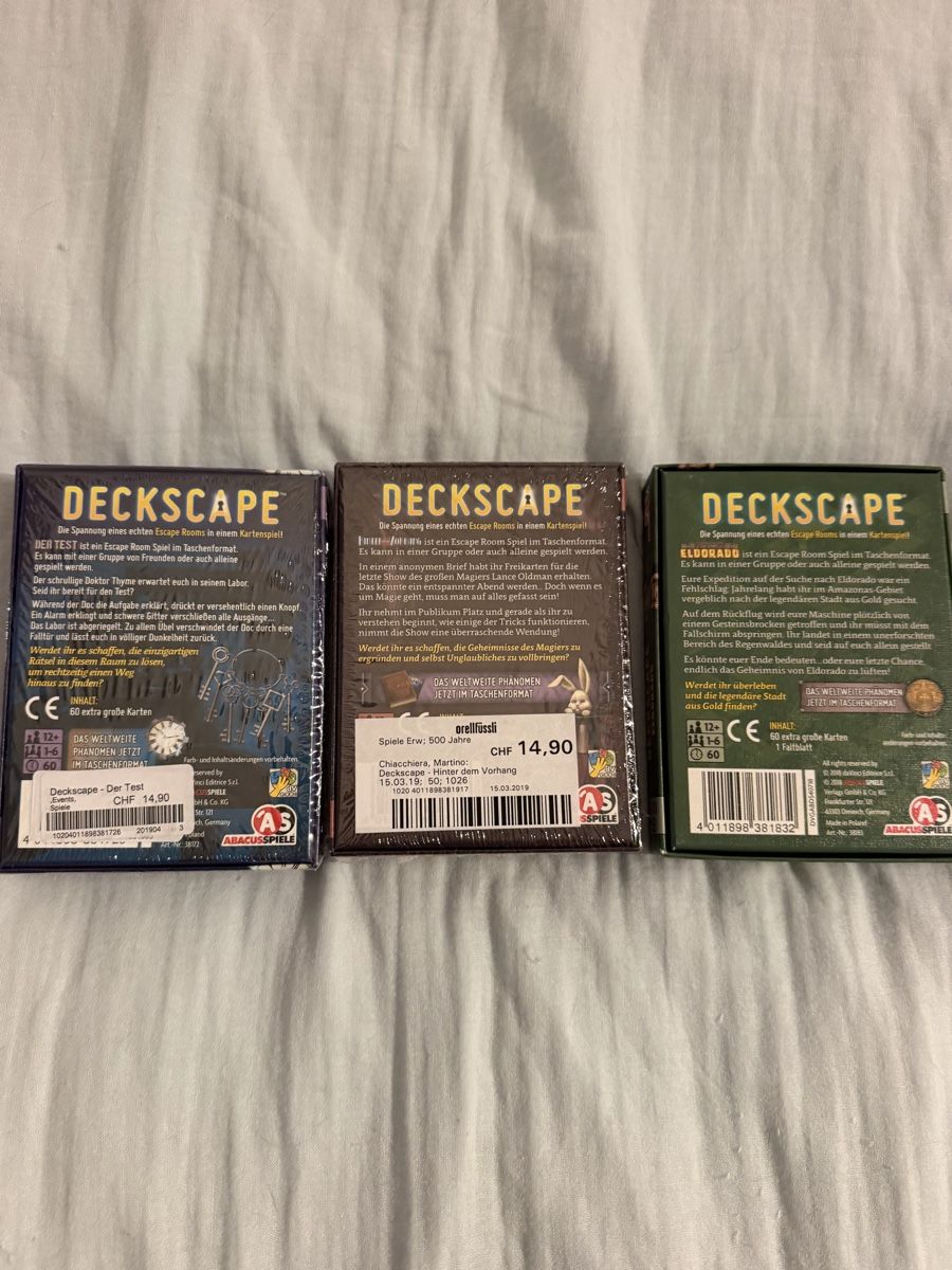 Giochi: 3× Deckscape Escape Room – Nuovo (secondo la descrizione) da Münchwilen AG venduto da Dobby24 1