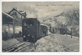 CAUX sous la neige - La gare avec train