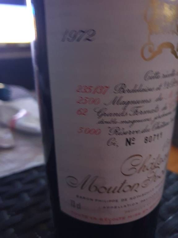 Vino: Château moudon rothschlid 1972 – Usato da Belmont-Lausanne venduto da MikeC