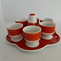 Vintage 8-teiliges Eierbecher Set Stadtilm Porzellan