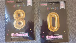 2 x Zahlenballon gold 8 0