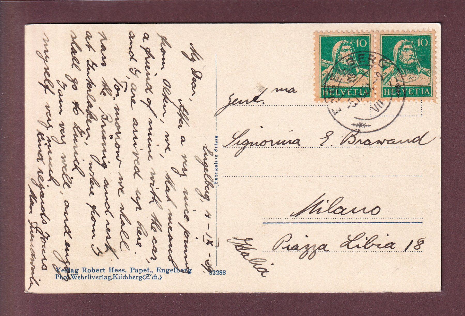 Ansichtskarten: Engelberg - Der HAHNEN - 1929 – Gebraucht aus Pully von nicecards 1