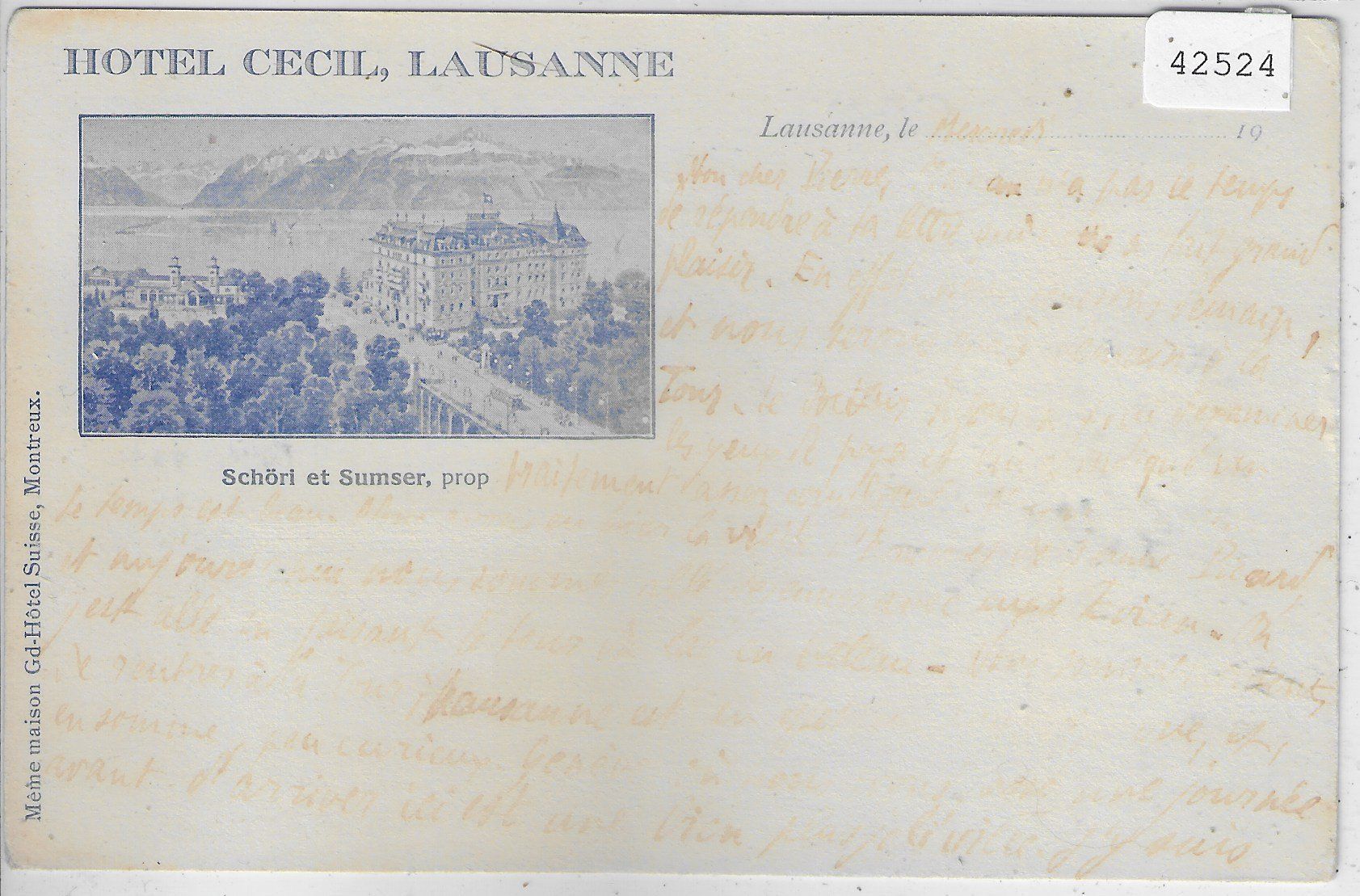 Cartes postales: Lausanne - Hotel Cecil – D'occasion à Ettingen par Kartenplanet