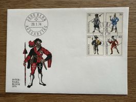 Schweiz - 1974 FDC Einzelwerte aus Internaba Block KW 100.- 