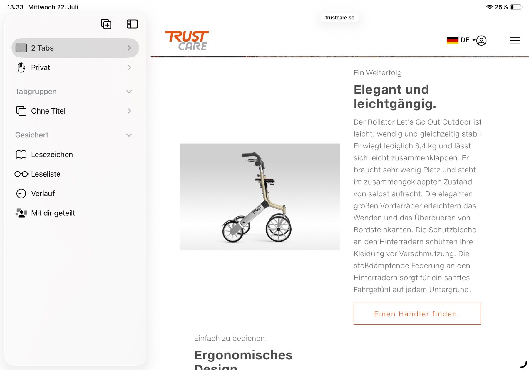 Ausili per la deambulazione: Rollator Let's Go Out Outdoor Trustcare – Usato da Sirnach venduto da Motorbiene007 2