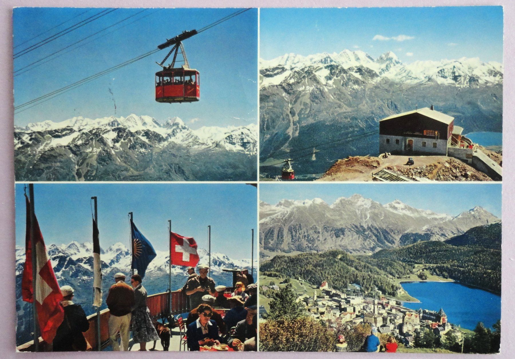 Cartoline postali: St. Moritz, Luftseilbahn mit Bernina-Gruppe – Usato da Fétigny venduto da Billy2miny