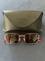 Sonnenbrille GUESS Gold Rot mit Etui Guter Zustand