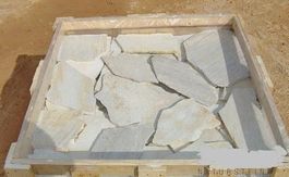 Gartenplatte Naturstein ALBINO Mosaiken polygonal weiss grau
