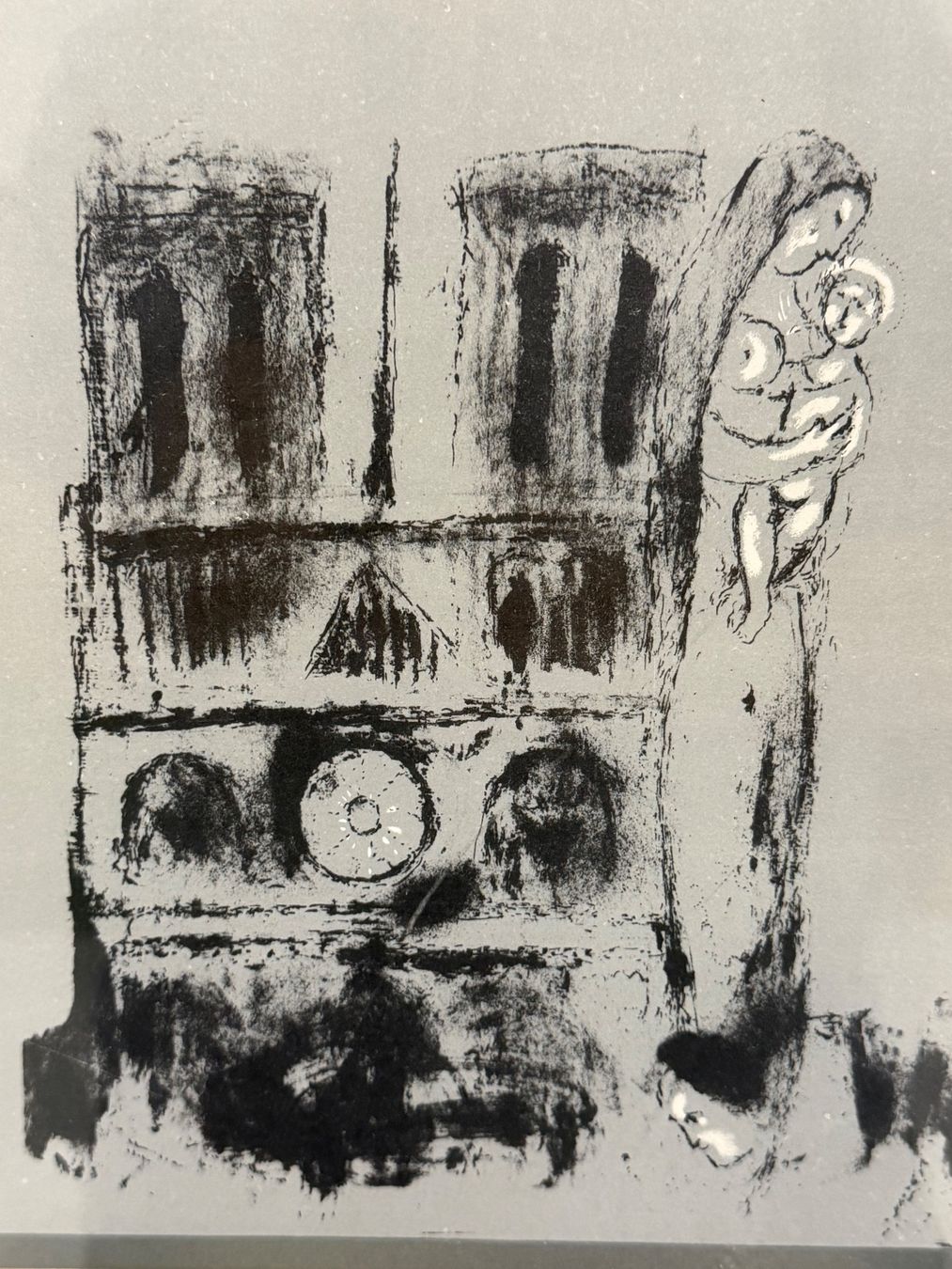 Grafica & Litografie: MARC CHAGALL 1955 Lithographie NOTRE DAME IN GRAU – Usato da Basel venduto da PAUL_ART 5