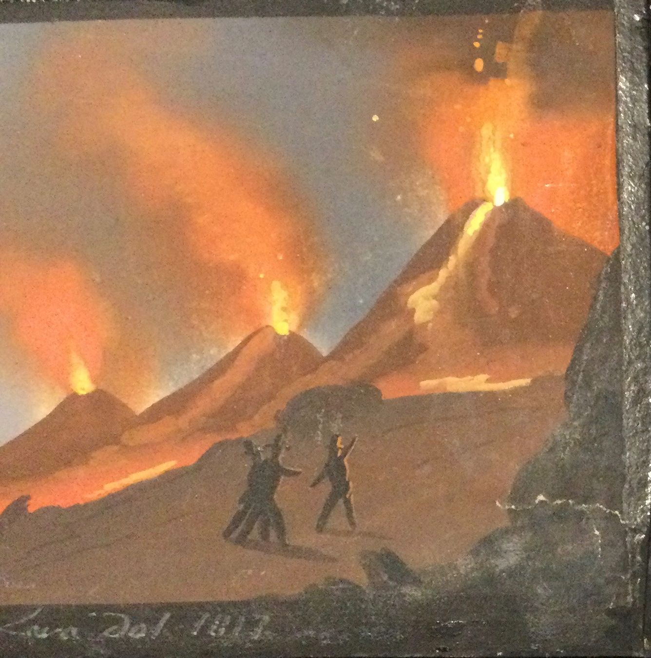 Gemälde: Antike Napoli Vulkan Gouache Gemälde – Gebraucht aus Root von  4